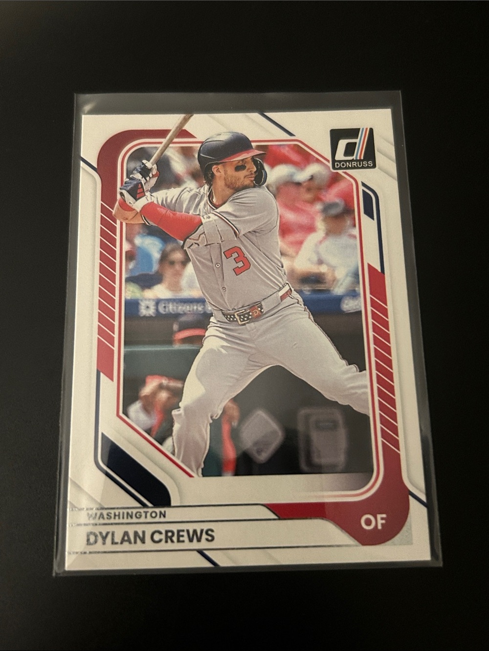 Donruss Dylan Crews Baseball Card in Clear Protective Sleeve